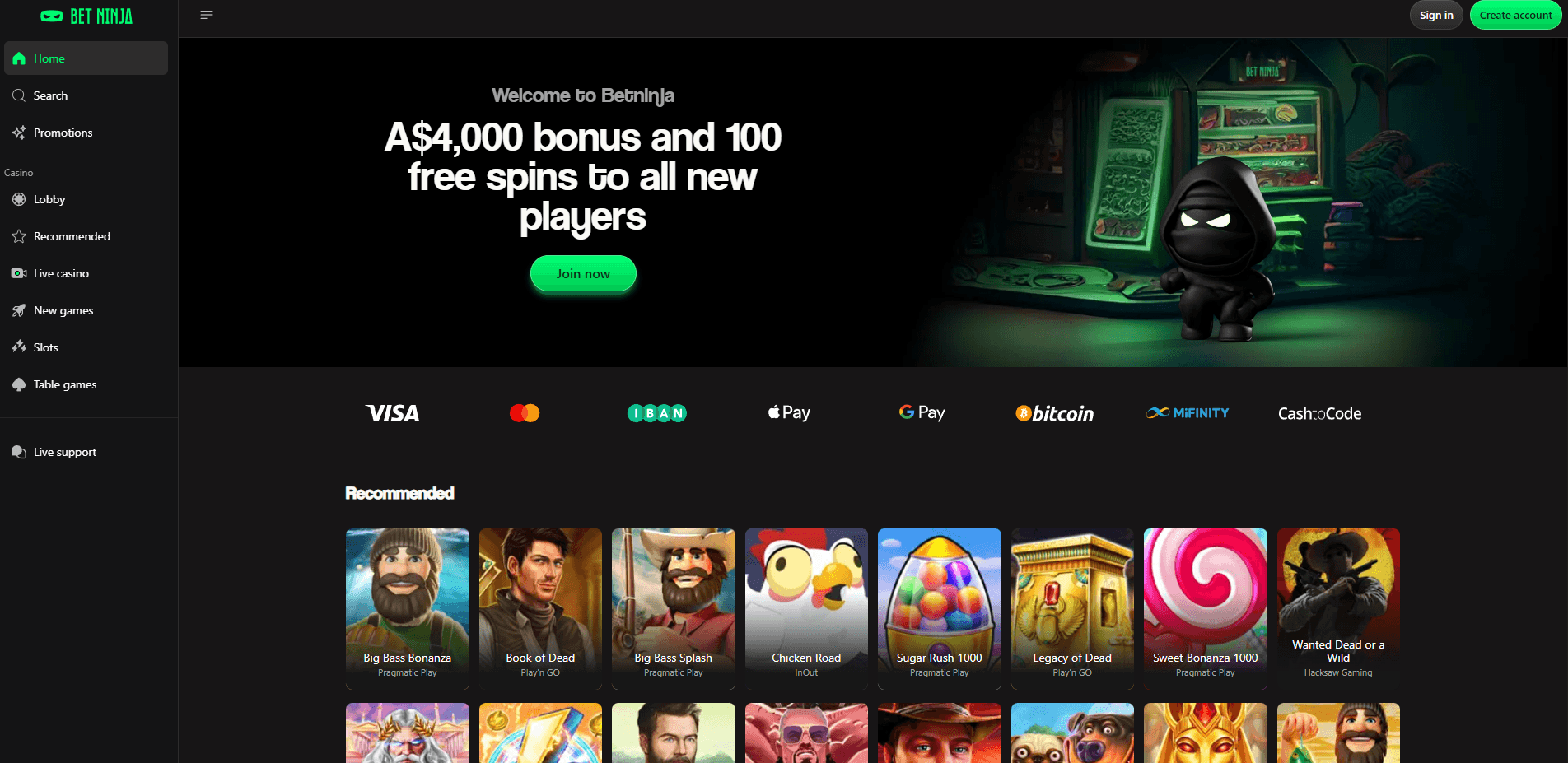 betninja online casino main page