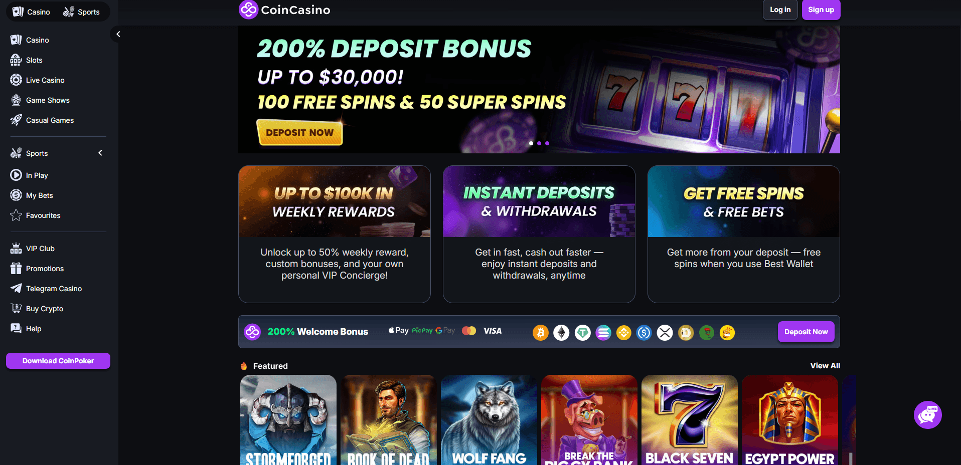 coincasino online casinos main page